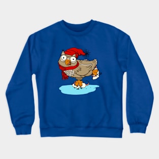 owl on figure skates-mouses Crewneck Sweatshirt